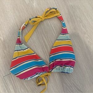 Striped Halter Swim Top - Yellow, Red, Blue, Pink